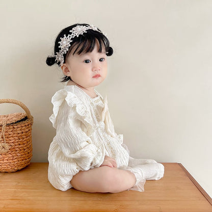 【BABY】春新作お姫様レースリボン付きロンパースSK11320