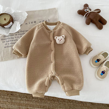 【BABY&KID】冬新作熊さん付けモフモフオールインワン　全3色SK11370