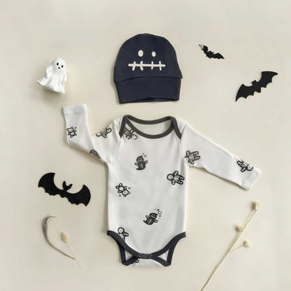 【BABY】スカル総柄ロンパース、セットアップSK101713