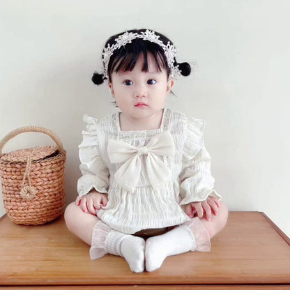 【BABY】春新作お姫様レースリボン付きロンパースSK11320