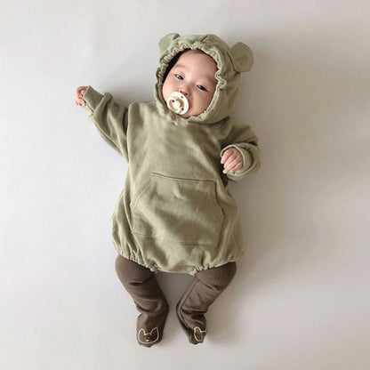 【BABY&KID】ピュアカラーフート付きロンパースSK11323