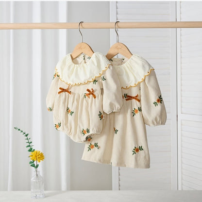 【BABY】フラワー刺繡ロンパースSK051603