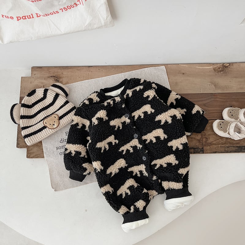 【BABY&KID】冬新作カートゥーン柄もふもふオールインワン 全2色SK11331