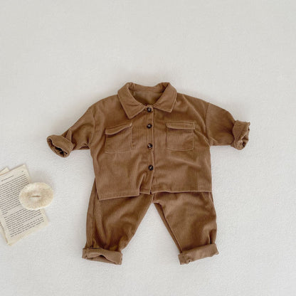 【BABY&KID】コーデュロイロールカラーセットアップSK031001
