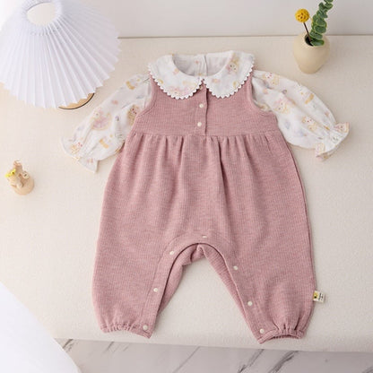 【BABY】可愛いピンク花柄ロンパース、サロペットSK051601