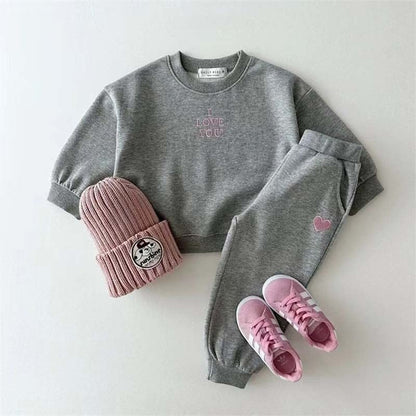 【BABY&KID】英字柄＆ハートロゴスウェットセット全4色SK11397