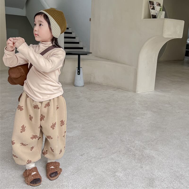 【BABY&KID】冬新作クマ柄フリースゆったりロングパンツ　全2色SK11339