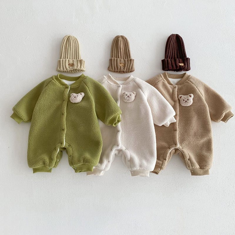 【BABY&KID】冬新作熊さん付けモフモフオールインワン　全3色SK11370