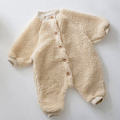 【BABY&KID】冬新作無地起毛ボタン付きオールインワン　全3色SK11341