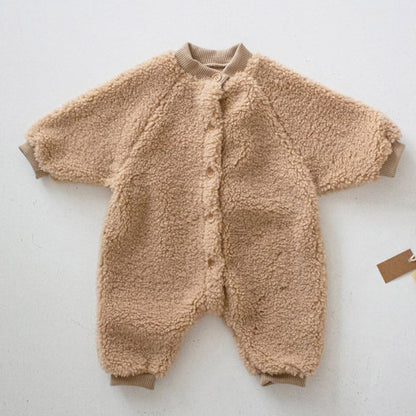 【BABY&KID】冬新作無地起毛ボタン付きオールインワン　全3色SK11341