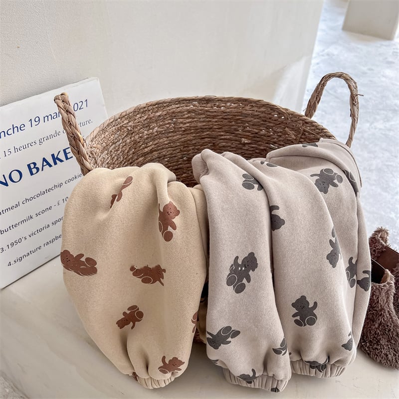 【BABY&KID】冬新作クマ柄フリースゆったりロングパンツ　全2色SK11339