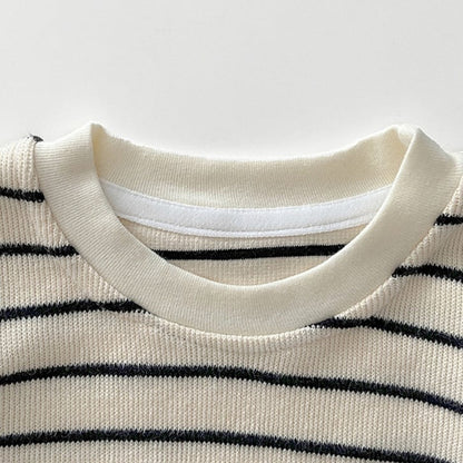 【BABY】デニムノースリーブサロペット、ボーダーＴシャツSK051305