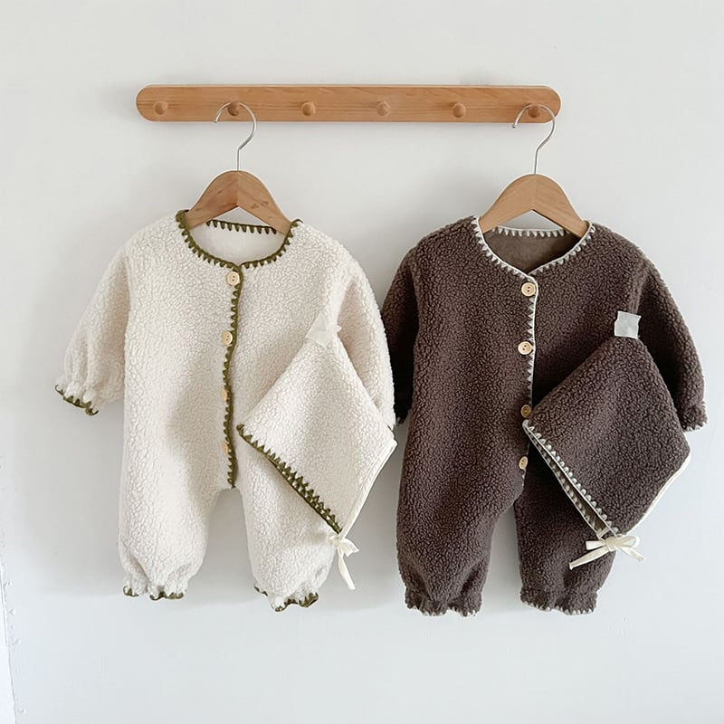 【BABY&KID】冬新作フリースボタン付きオールインワン　全2色SK11376