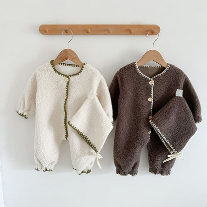 【BABY&KID】冬新作フリースボタン付きオールインワン　全2色SK11376