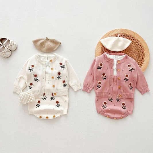 【BABY】花柄刺繍カーディガンorロンパースSK031507