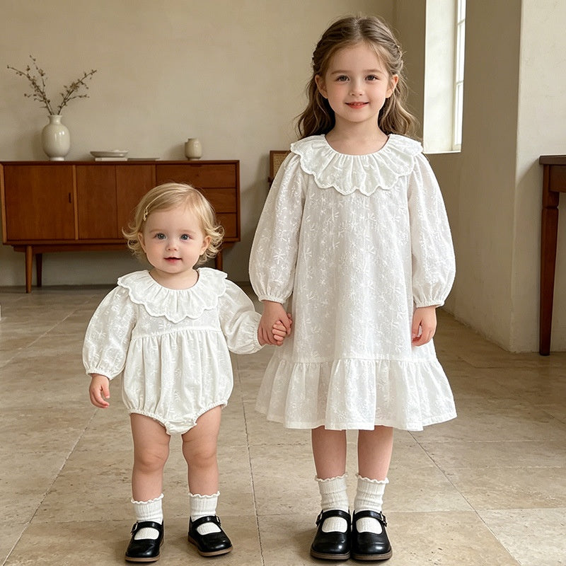 【BABY&KID】ラウンドネック刺繍ロンパース、ワンピースSK107920