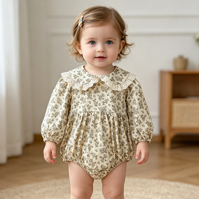 【BABY&KID】丸襟小花柄ロンパース、ワンピースSK107918