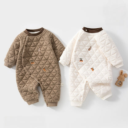 【BABY】冬新作レトロダイヤ柄刺繍カバーオールSK108209