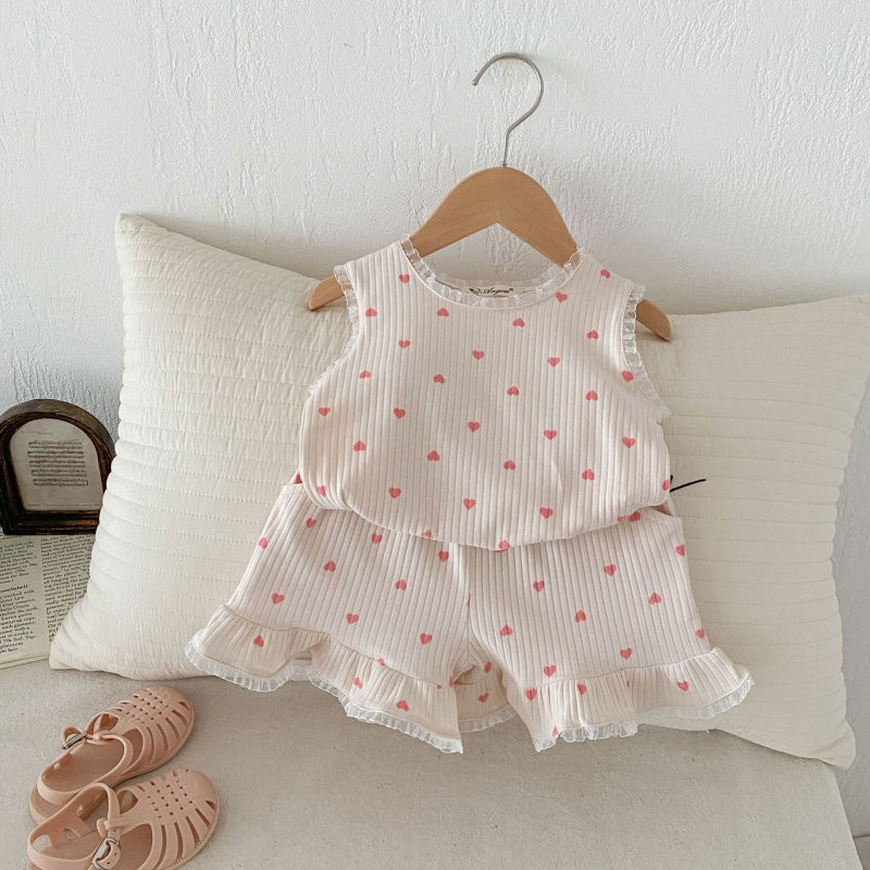【BABY&KID】夏新作 レースハートセットアップSK080210