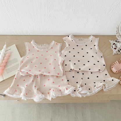 【BABY&KID】夏新作 レースハートセットアップSK080210