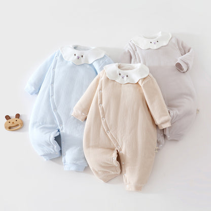 【BABY】冬新作丸襟刺繍キルティングカバーオールSK108215