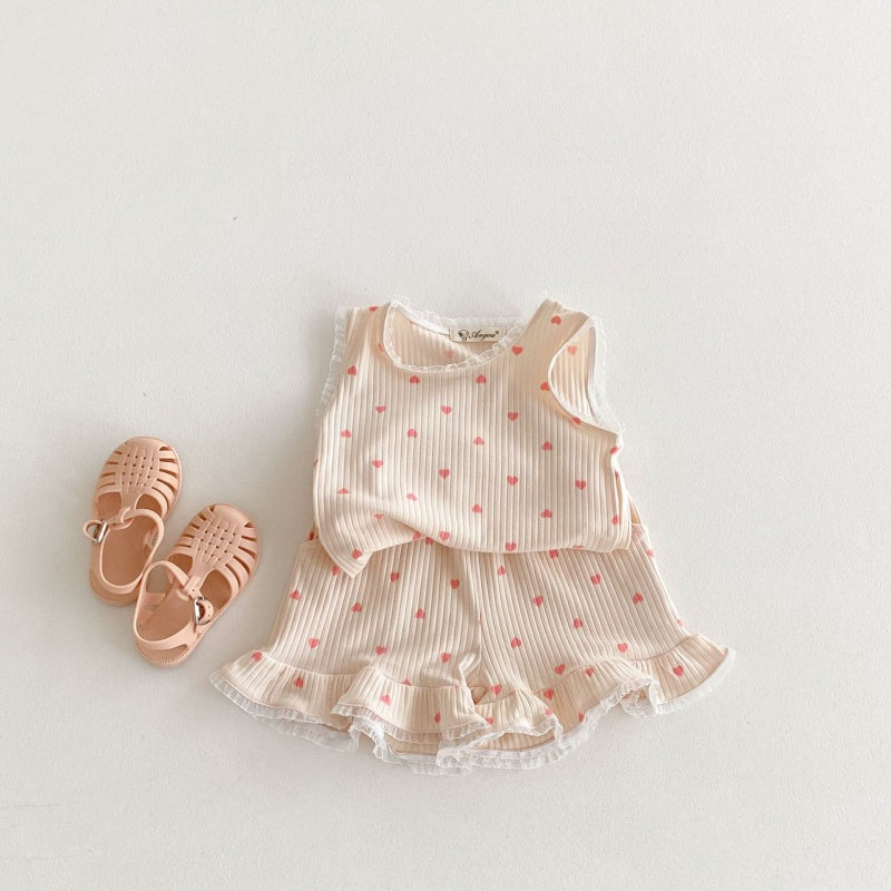 【BABY&KID】夏新作 レースハートセットアップSK080210