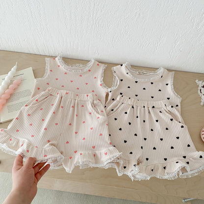 【BABY&KID】夏新作 レースハートセットアップSK080210