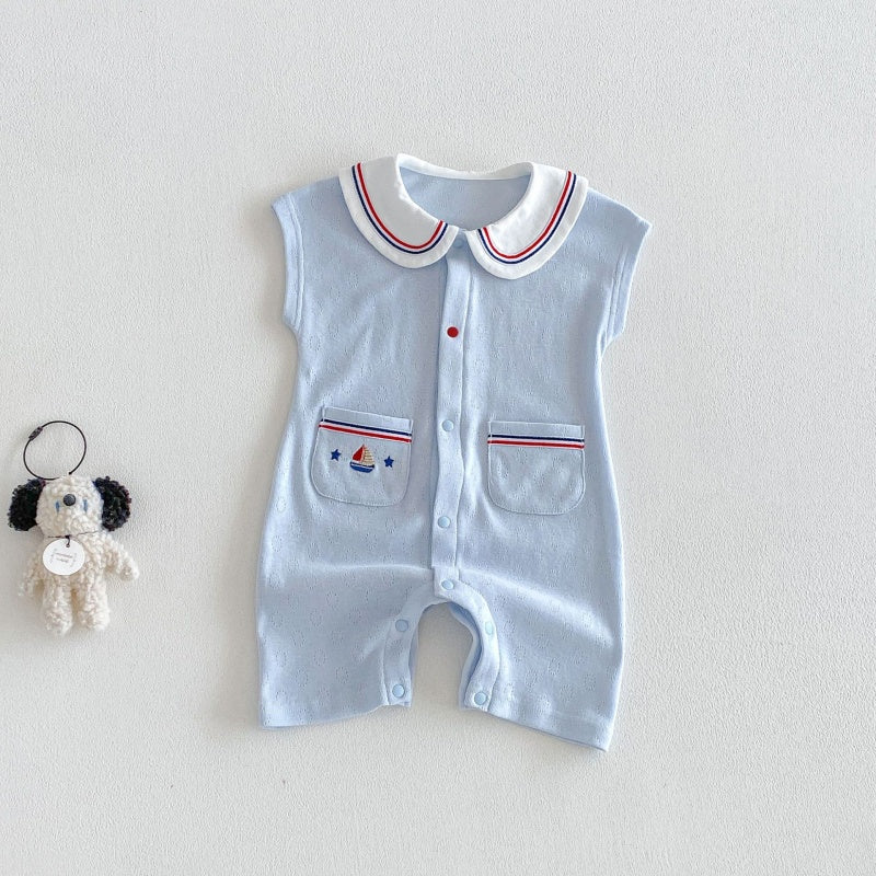 【BABY】夏新作丸襟通気カバーオールSK105611