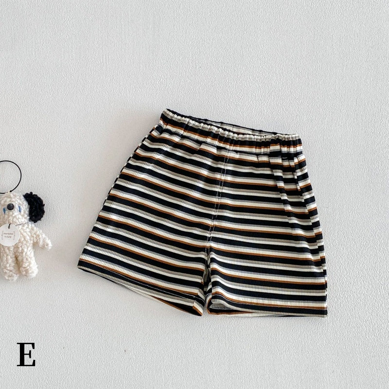 【BABY&KID】夏新作VネックロゴTシャツ、ボーダーショートパンツSK105515