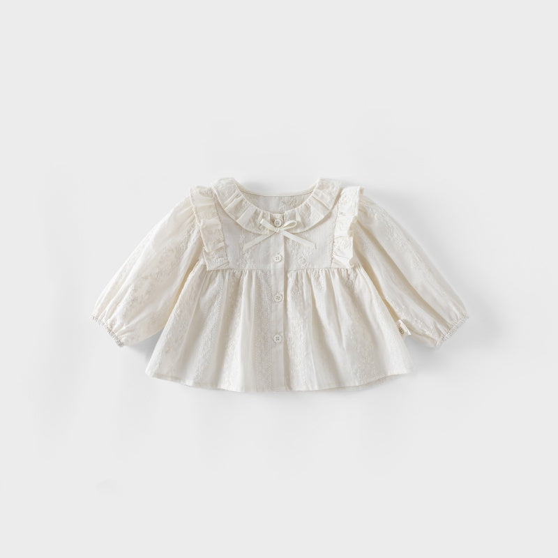 【BABY&KID】無地ジャカードブラウス、チュールレースレギンスSK100316
