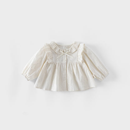 【BABY&KID】無地ジャカードブラウス、チュールレースレギンスSK100316