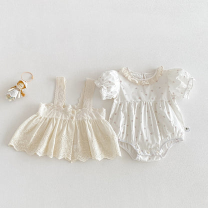 【BABY】夏新作レース小花ロンパース2点セットSK104820