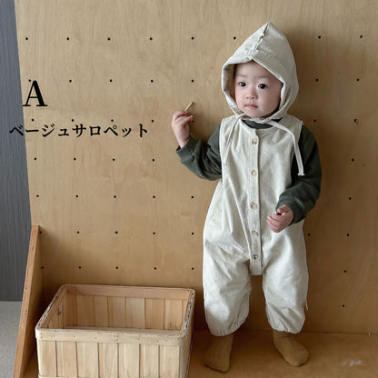 【BABY】コーデュロイサロペット、無地トップスSK010328