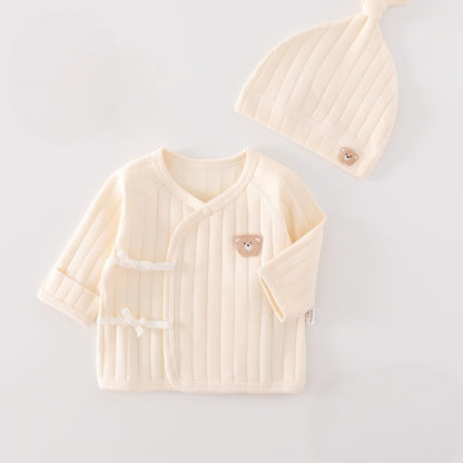 【BABY】くまワッペン短肌着＆帽子SK107504
