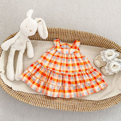 【BABY&KID】夏新作フリル襟チェックシャツ、無地ワイドパンツSK106401