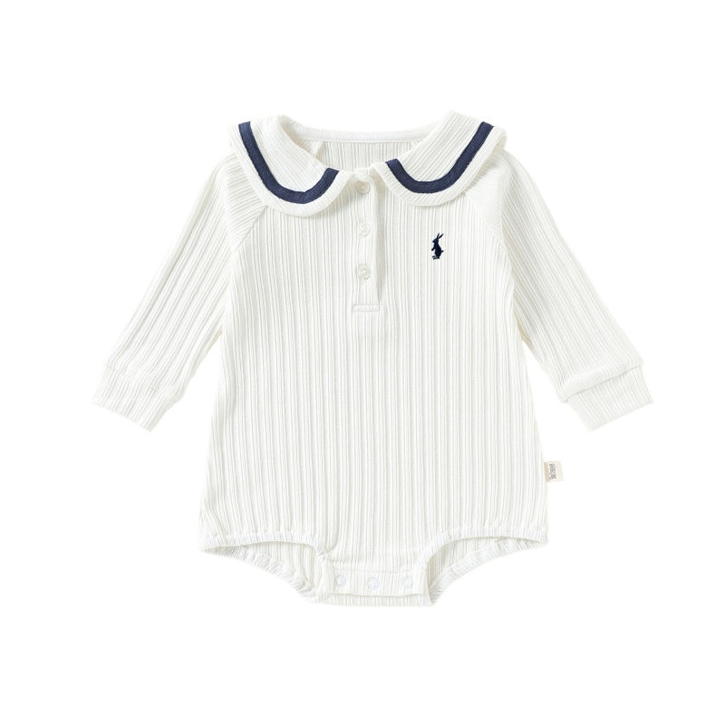 【BABY】北欧風スクール風リブロンパースSK107109