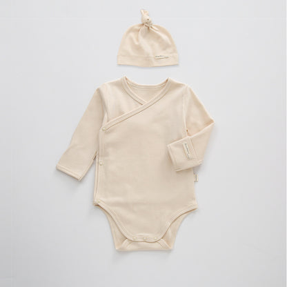 【BABY】北欧風コットンサイドボタンロンパース＆帽子SK102320