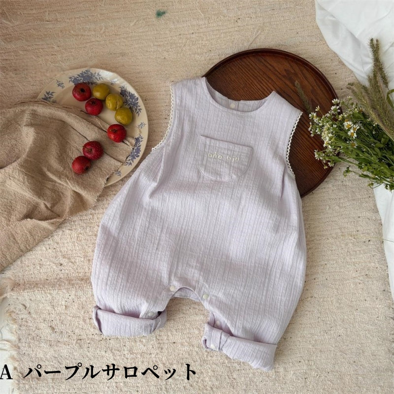 【BABY】やわらかギャザーサロペット、フリル襟ブラウスSK104305