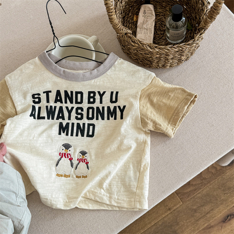 【BABY&KID】夏新作 ペンギン刺繍TシャツSK091622