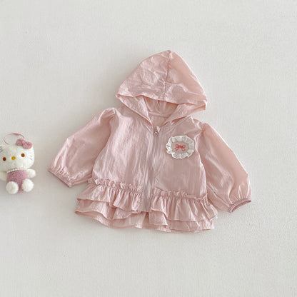 【BABY】夏新作蝶結び刺繍UVパーカーSK104521
