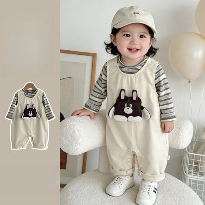 【BABY】カートゥーン柄サロペットカバーオール＆ボーダーロンTSK104303