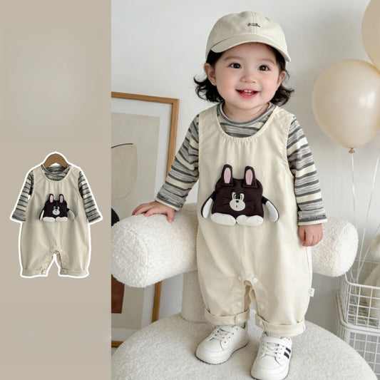 【BABY】カートゥーン柄サロペットカバーオール＆ボーダーロンTSK104303