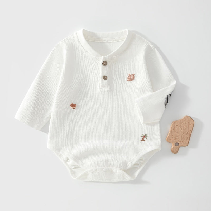 【BABY】刺繍ひじ当てロンパースSK107514