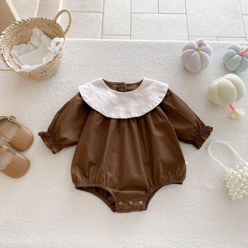 【BABY】長袖クルーネックロンパース、ワンピースSK100124