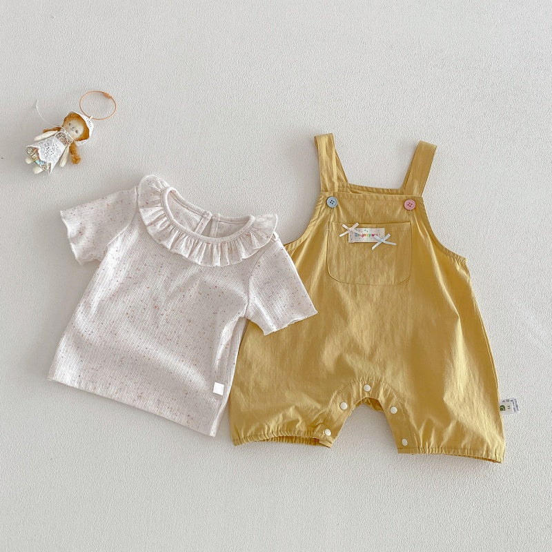 【BABY】夏新作大きめポケットサロペット＆フリル襟TシャツSK104510