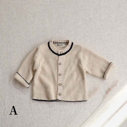 【BABY】無地ニットカーディガン、サロペットロンパース、大きな耳帽子SK101529