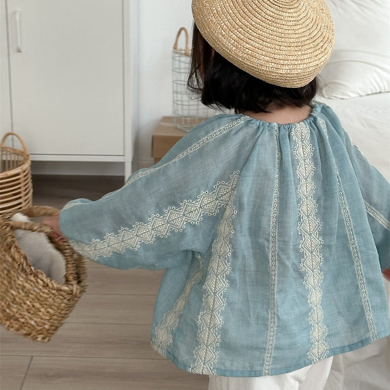 【BABY&KID】刺繍ラウンドカラーブラウスSK101440
