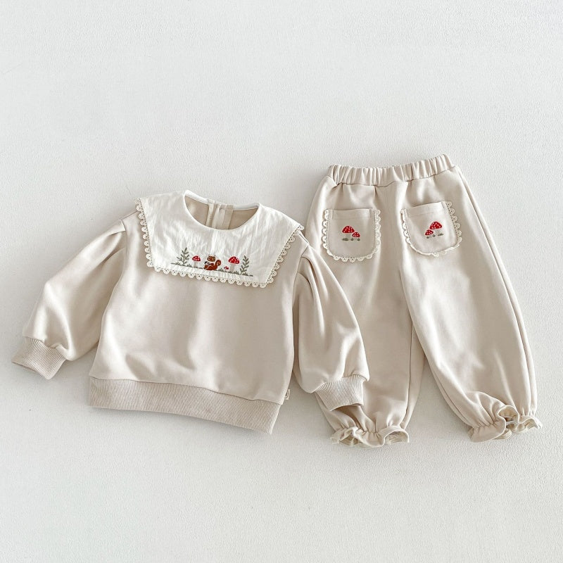 【BABY&KID】刺繍スクエアネックセットアップSK106608