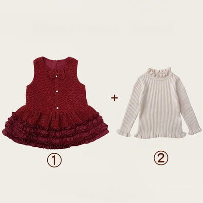 【BABY&KID】冬新作 小香風ジャンパースカート＆ニットセーターSK102427