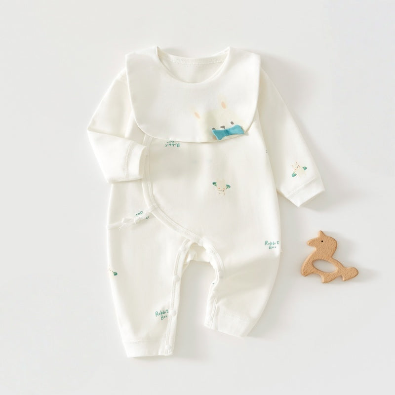 【BABY】北欧風うさぎ柄カバーオール＆スタイSK102601